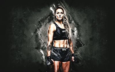 Poliana Botelho MMA, UFC, Brazilian fighter, white stone background, Poliana Botelho art, Ultimate Fighting Championship