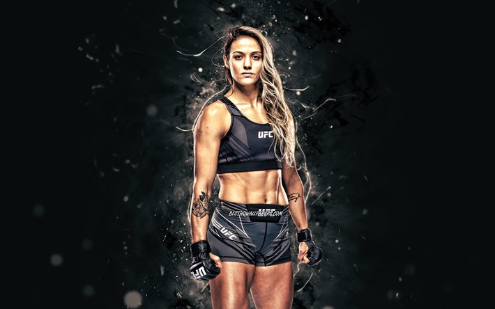 Poliana Botelho, 4k, luci al neon bianche, combattenti brasiliani, MMA, UFC, arti marziali miste, Poliana Botelho 4K, combattenti UFC, combattenti MMA