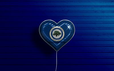 I Love North Charleston, South Carolina, 4k, realistic balloons, blue wooden background, american cities, flag of North Charleston, balloon with flag, North Charleston flag, North Charleston, US cities