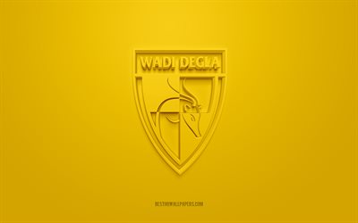 Wadi Degla FC, creative 3D logo, yellow background, 3d emblem, Egyptian football club, Egyptian Premier League, Cairo, Egypt, 3d art, football, Wadi Degla FC 3d logo