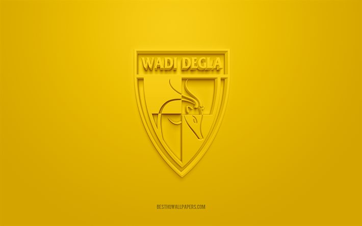 Wadi Degla FC, logo creativo en 3D, fondo amarillo, emblema 3d, club de f&#250;tbol egipcio, Premier League egipcia, El Cairo, Egipto, arte 3d, f&#250;tbol, logo 3d de Wadi Degla FC