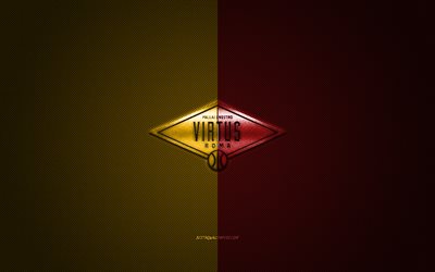 virtus roma, italienischer basketballclub, gelb-rotes logo, lba, gelb-roter kohlefaserhintergrund, lega basket serie a, basketball, roma, italien, virtus roma-logo