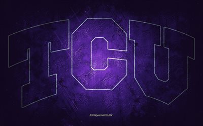 TCU Horned Frogs, American football team, purple background, TCU Horned Frogs logo, grunge art, NCAA, American football, TCU Horned Frogs emblem