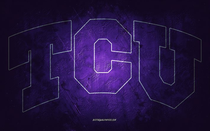 TCU Horned Frogs, amerikkalainen jalkapallojoukkue, violetti tausta, TCU Horned Frogs -logo, grunge art, NCAA, amerikkalainen jalkapallo, TCU Horned Frogs -tunnus