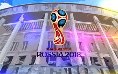 FIFA World Cup, Ven&#228;j&#228; 2018, art, logo, tunnus, jalkapalloturnaus, stadion, mm-kisat