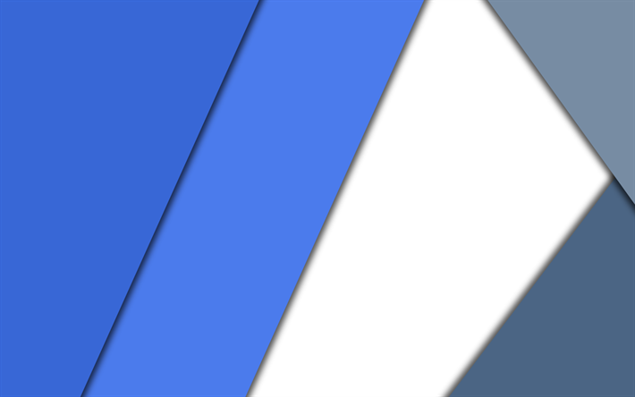 android, white and blue, lollipop, strips, geometric shapes, lines, material design, creative, geometry, dark background
