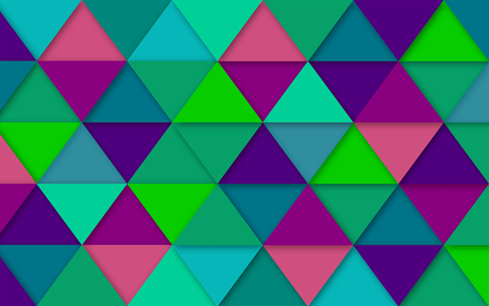 mosaik, 4k, geometri, polygoner, sammanfattning textute, trianglar, 3d-konst, geometriska former
