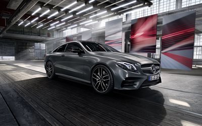 Mercedes E53 AMG Coupe EQ, 2019, gray luxury coupe, exterior, 4k, new gray E53, German cars, Mercedes-Benz