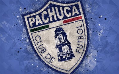 cf pachuca, 4k, geometrische kunst, logo, mexikanische fu&#223;ball club blau abstrakten hintergrund, primera division, pachuca de soto, mexiko, fu&#223;ball, liga mx