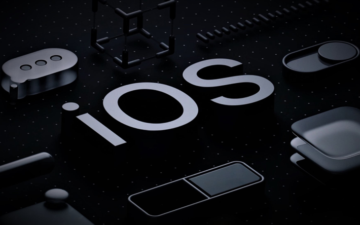 iOS 12, 4k, logo, sistema operacional, Apple, arte digital, iOS