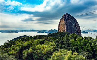 Sugarloaf Mountain, Rio De Janeiro, 4k, dağlar, HDR, G&#252;ney Amerika, Brezilya