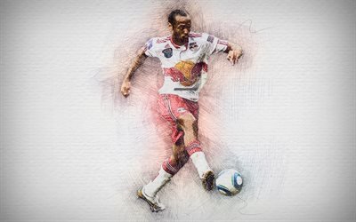 Thierry Henry, 4k, opere d&#39;arte, stelle del calcio, i New York Red Bulls, Dempsey, calcio, MLS, i calciatori, il disegno di Thierry Henry, i New York Red Bulls FC