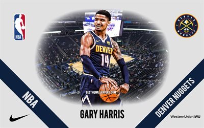 Gary Harris, Denver Nuggets, Amerikansk Basketspelare, NBA, portr&#228;tt, USA, basket, Pepsi Center, Denver Nuggets logotyp