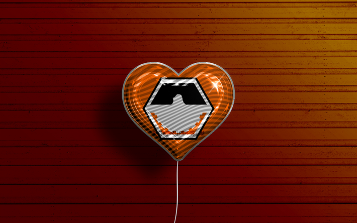 I Love Divinopolis, 4k, realistic balloons, orange wooden background, Day of Divinopolis, brazilian cities, flag of Divinopolis, Brazil, balloon with flag, cities of Brazil, Divinopolis flag, Divinopolis