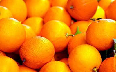naranjas, frutas, c&#237;tricos, fondo con naranjas, monta&#241;a de naranjas