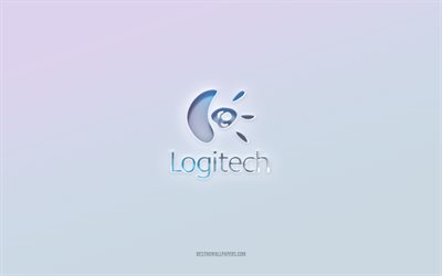 logotipo de logitech, texto 3d recortado, fondo blanco, logotipo de logitech 3d, emblema de logitech, logitech, logotipo en relieve, emblema de logitech 3d