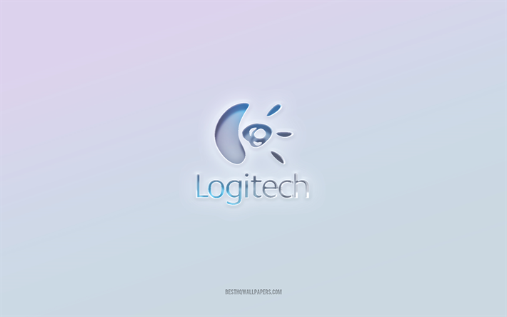 Logitech logo, cut out 3d text, white background, Logitech 3d logo, Logitech emblem, Logitech, embossed logo, Logitech 3d emblem