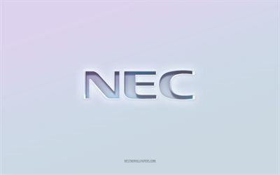 nec-logo, ausgeschnittener 3d-text, wei&#223;er hintergrund, nec 3d-logo, nec-emblem, nec, gepr&#228;gtes logo, nec 3d-emblem