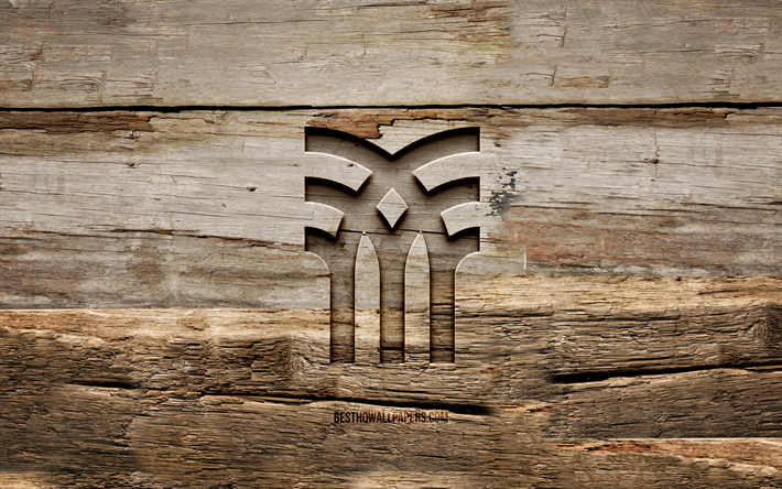 Fenchurch wooden logo, 4K, wooden backgrounds, brands, Fenchurch logo, creative, wood carving, Fenchurch