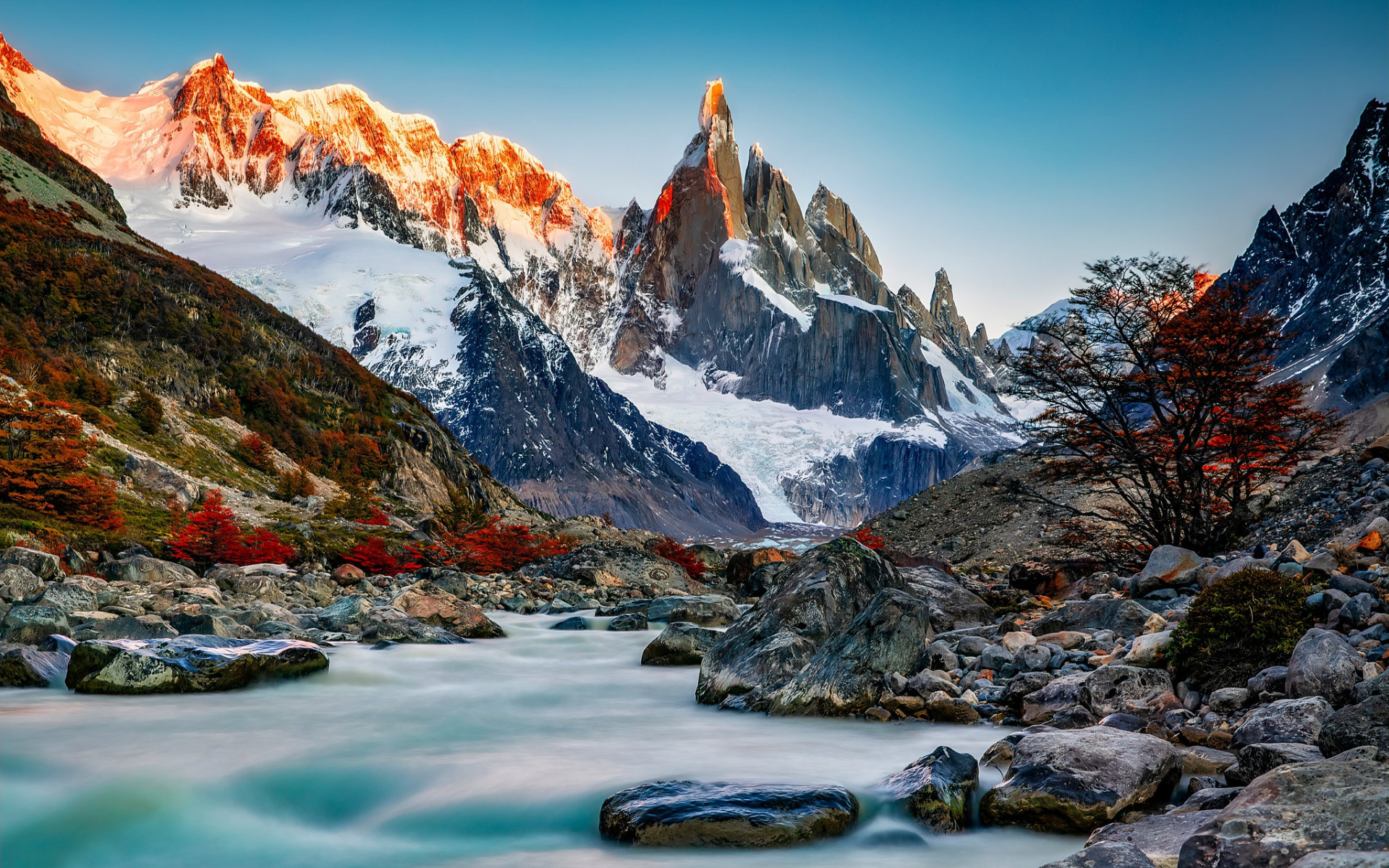 Download Wallpapers Laguna Torre Mountain Lake Sunset Evening Andes