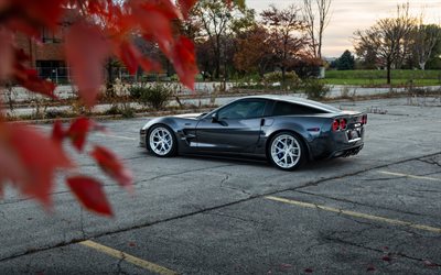 Chevrolet Corvette ZR1, rear view, exterior, black Corvette ZR1, American sports cars, Chevrolet