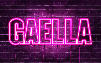 Happy Birthday Gaella, 4k, pink neon lights, Gaella name, creative, Gaella Happy Birthday, Gaella Birthday, popular french female names, picture with Gaella name, Gaella