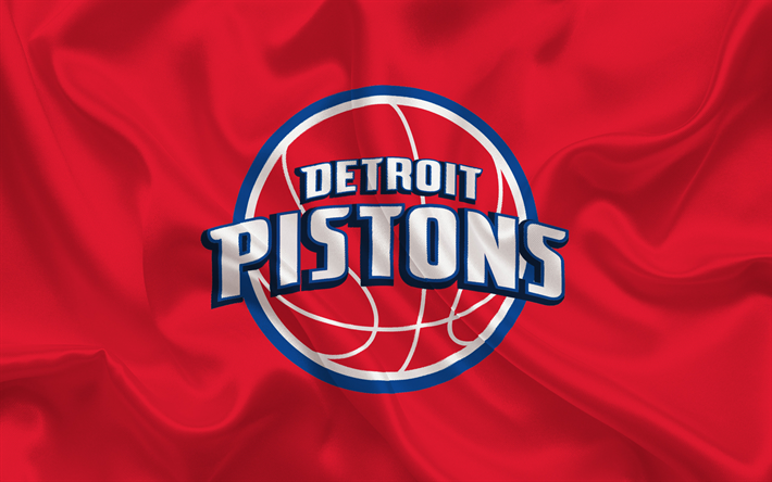 baloncesto, Detroit Pistons, club de Baloncesto, la NBA, estados UNIDOS, emblema, Detroit Pistons logotipo de seda roja