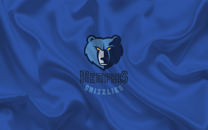 Memphis Grizzlies, Basquete clube, NBA, Memphis, Tennessee, EUA, basquete, emblema, Memphis Grizzlies logotipo, de seda azul