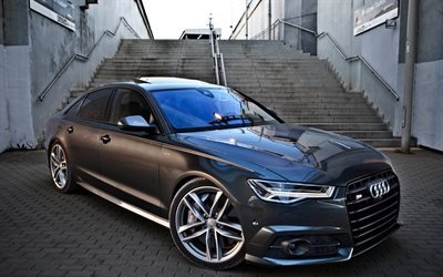 2017車, ウディS6, 高級車, グレー s6, ドイツ車, Audi