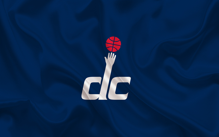 basquete, Washington Wizards, Basquete clube, NBA, Washington, EUA, emblema, Washington Wizards logotipo, de seda azul