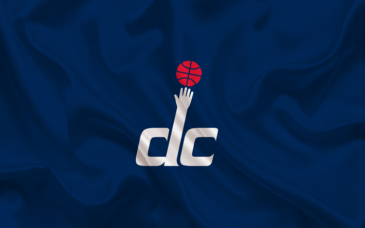 de basket-ball, Washington Wizards, club de Basket-ball, NBA, Washington, &#233;tats-unis, les embl&#232;mes, les Wizards de Washington logo en soie bleue