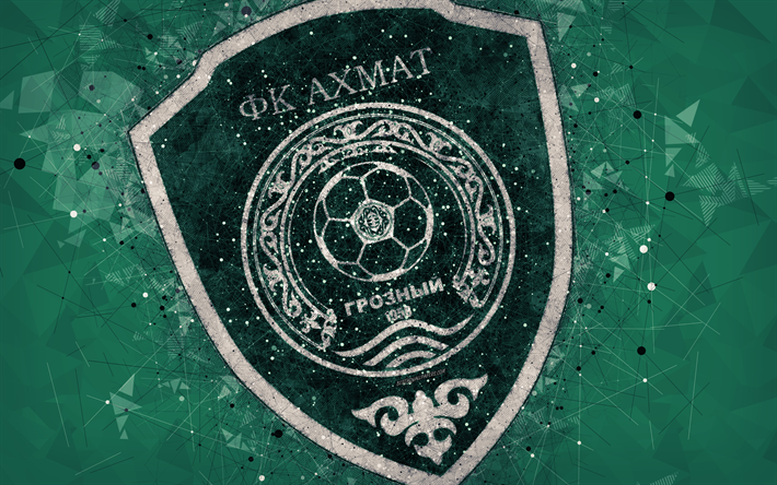 Akhmat Grozny FC, 4k, Russian Premier League, creative logo, geometric art, emblem, Russia, football, Akhmat Grozny, red abstract background, FC Akhmat Grozny
