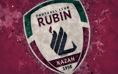 RubinカザンFC, 4k, ロシアのプレミアリーグ, 創作のロゴ, 幾何学的な美術, エンブレム, ロシア, サッカー, ルービザ, 赤抽象的背景, FCルビザ