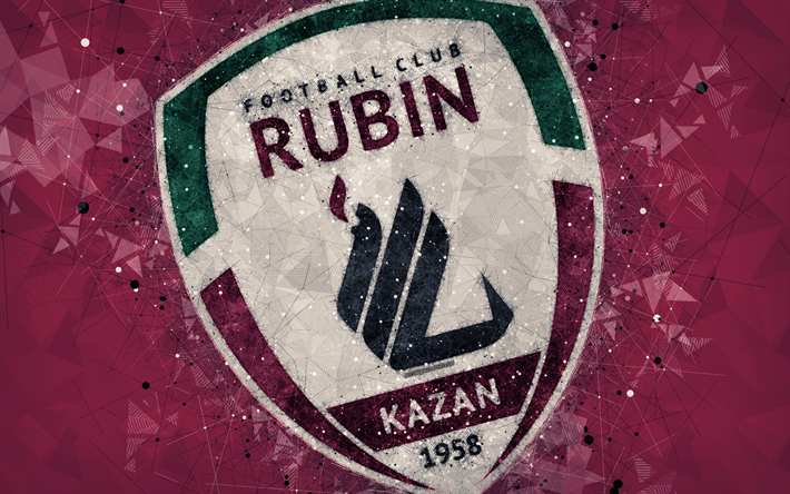 Rubin Kazan FC, 4k, Rusya Premier Ligi, yaratıcı logo, geometrik sanat, amblem, Rusya, futbol, Rubin Kazan, kırmızı soyut arka plan, FC Rubin Kazan