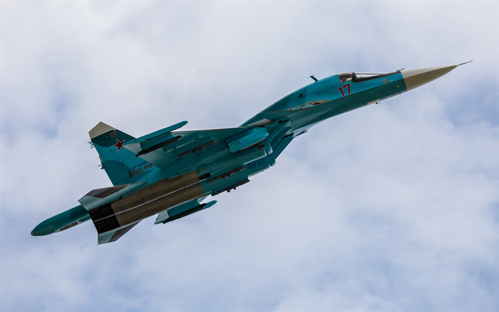 Su-34, Ryska moderna k&#228;mpe-bombplan, Ryska Flygvapnet, milit&#228;ra flygplan, Ryska Federationen