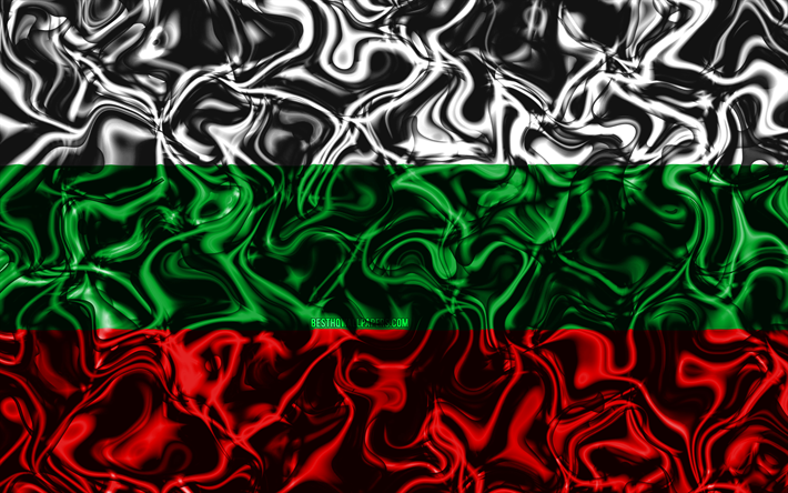 4k, Lippu Bulgaria, abstrakti savun, Euroopassa, kansalliset symbolit, Bulgarian lippu, 3D art, Bulgaria 3D flag, luova, Euroopan maissa, Bulgaria