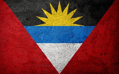 Bandiera di Antigua e Barbuda, cemento texture di pietra, sfondo, Antigua e Barbuda, bandiera, America del Nord, il flag su pietra