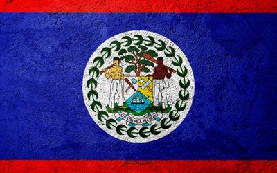 Flag of Belize, concrete texture, stone background, Belize flag, North America, Belize, flags on stone