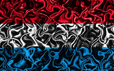 4k, Flag of Luxembourg, abstract smoke, Europe, national symbols, Luxembourg flag, 3D art, Luxembourg 3D flag, creative, European countries, Luxembourg