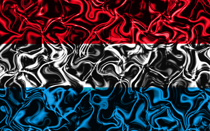 4k, Flag of Luxembourg, abstract smoke, Europe, national symbols, Luxembourg flag, 3D art, Luxembourg 3D flag, creative, European countries, Luxembourg