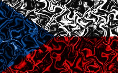 4k, Lippu tšekki, abstrakti savun, Euroopassa, kansalliset symbolit, Tšekin lippu, 3D art, Tšekin Tasavalta 3D flag, luova, Euroopan maissa, Tšekin Tasavalta