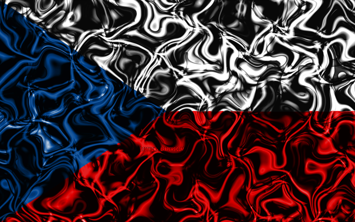 4k, die flagge der tschechischen republik, abstrakt, rauch -, europa -, nationale symbole, tschechische flagge, 3d-kunst, tschechische republik, 3d flag, kreative, europ&#228;ische l&#228;nder