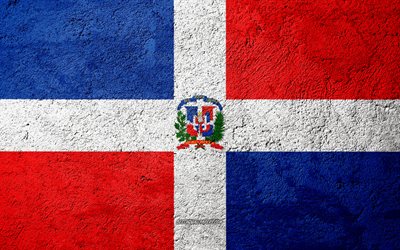 Dominik Cumhuriyeti bayrağı, beton doku, taş, arka plan, Kuzey Amerika, Dominik Cumhuriyeti, taş bayraklar