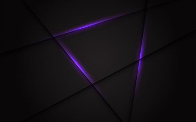 Download wallpapers black stylish texture, purple neon light, black