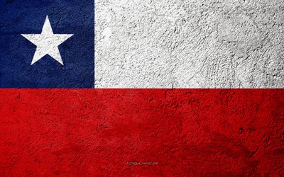 Flag of Chile, concrete texture, stone background, Chile flag, South America, Chile, flags on stone, Chilean flag