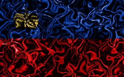 4k, Flag of Liechtenstein, &quot;abstract&quot; smoke, Europe, national simbolo, Liechtenstein, bandiera, 3D, Liechtenstein 3D flag, creative, European countries