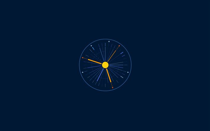 orologio, 4k, minimal, creativo, sfondo blu, creativo orologio