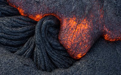lava textura, vulc&#227;o, vermelho lava ardente, macro, vermelho-quente lava, fogo de fundo, lava, lava ardente
