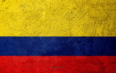 Bandera de Colombia, de hormigón de textura, de piedra de fondo, de la bandera de Colombia, América del Sur, Colombia, banderas en la piedra, la bandera Colombiana