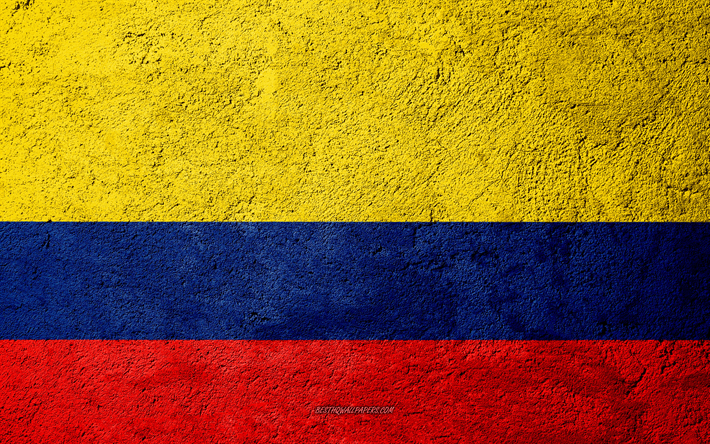 flagge von kolumbien, beton, textur, stein, hintergrund, kolumbien flagge, s&#252;damerika, kolumbien, flaggen auf stein, kolumbianische flagge